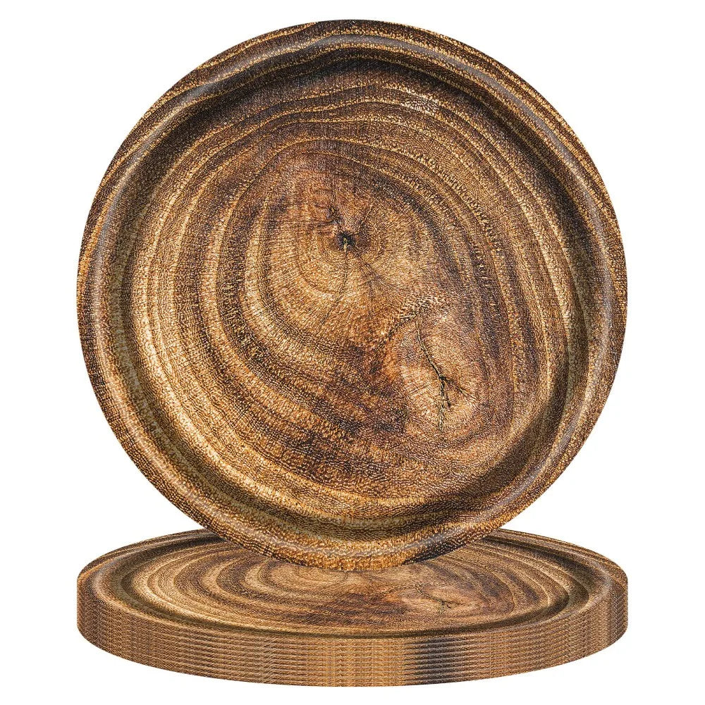 10pcs 7/9 Inch Imitation Wood Grain Disposable Plate