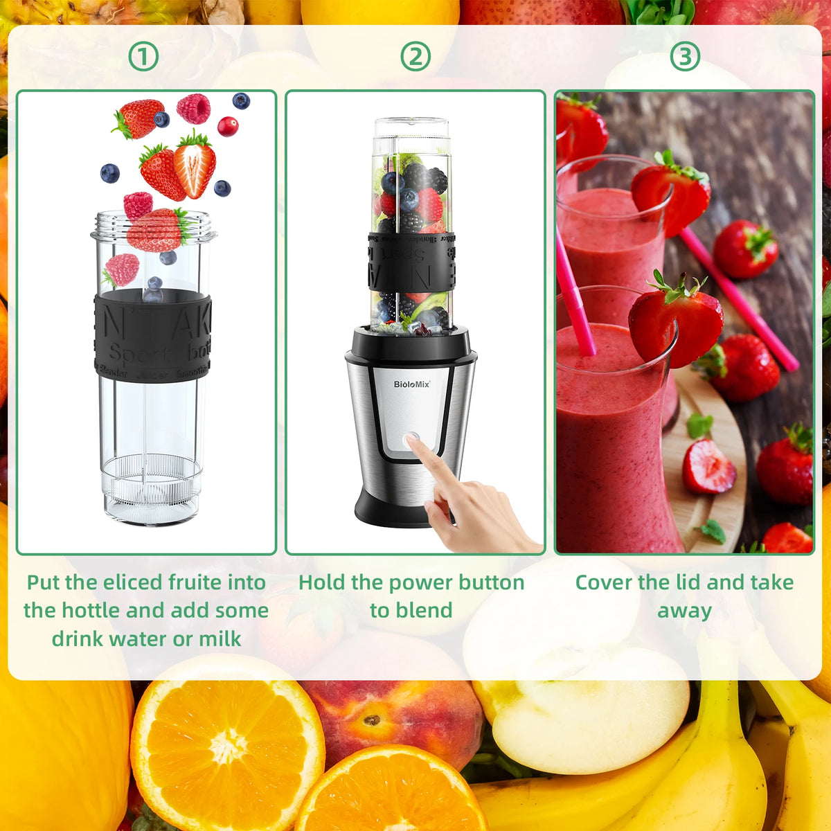 Biolomix 700w 3-In-1 Food Processor Juicer Blender Smoothie