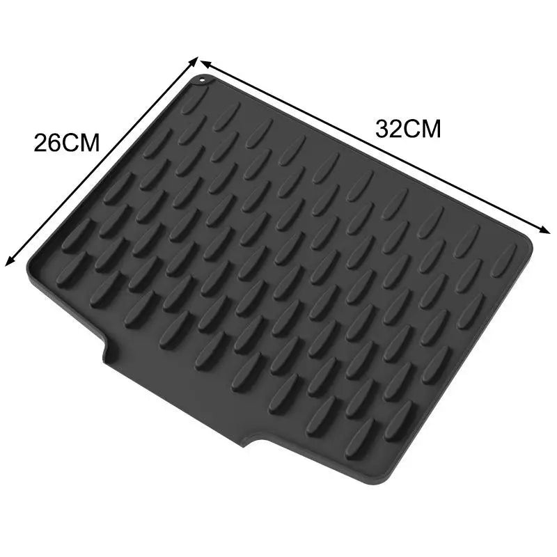 Silicone Dish Drying Mat Durable Tilted Water Drain