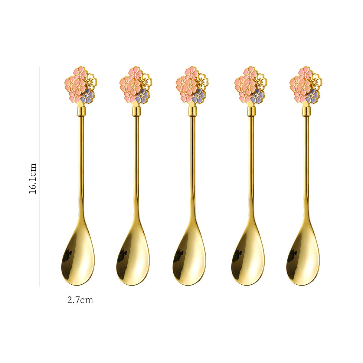 5-Pack 304 Stainless Steel Spoons Japanese Cherry Blossom