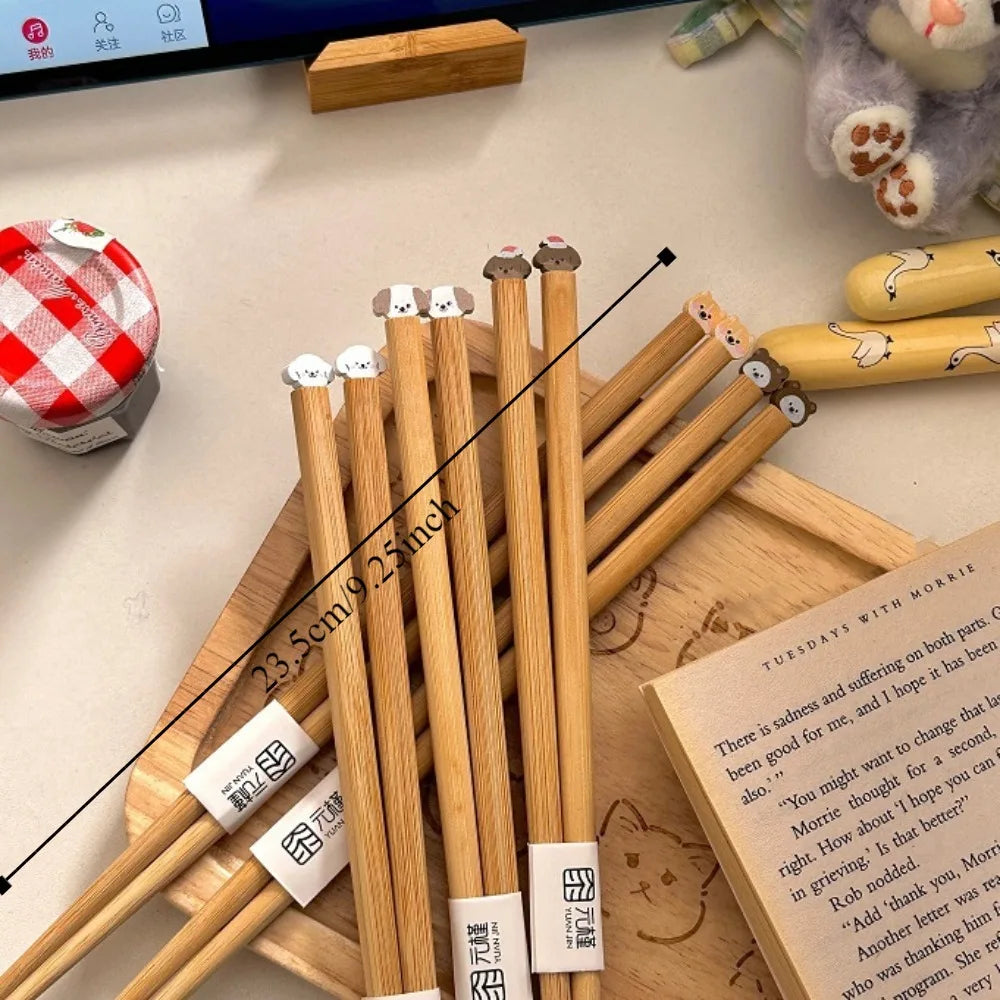 Cute Dog Cat Long Chopstick Animal Wooden Noodle