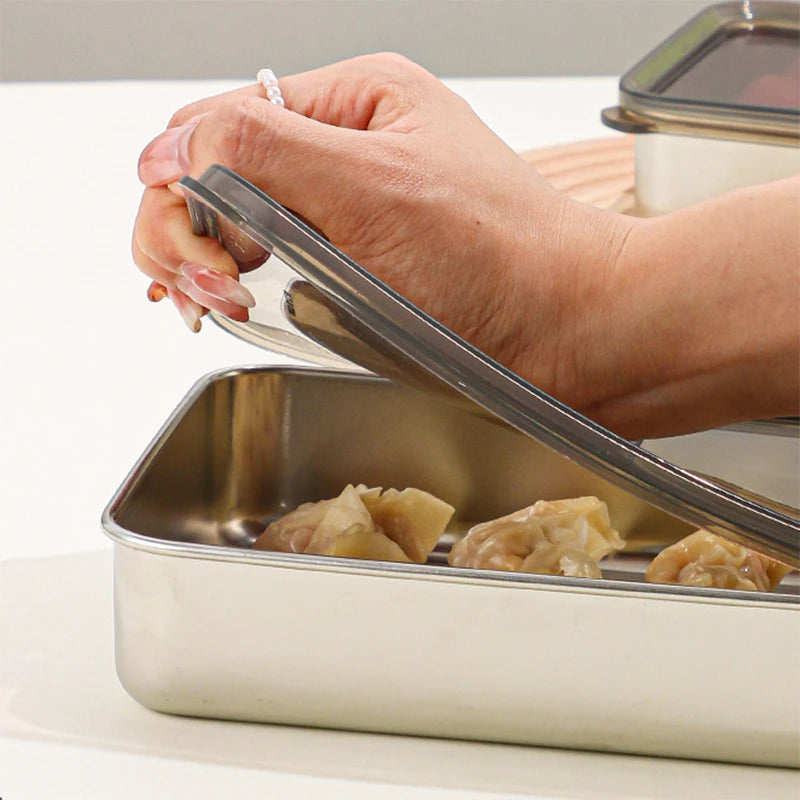 Stainless Steel Food Storage Serving Trays Rectangle Sausage