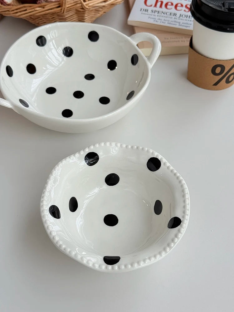 Hebden Style Creative Irregular Ceramic Diningware Black White