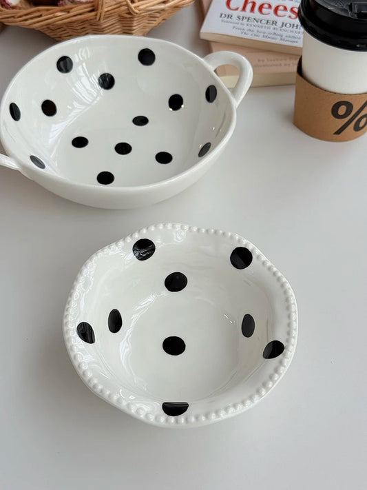 Hebden Style Creative Irregular Ceramic Diningware Black White