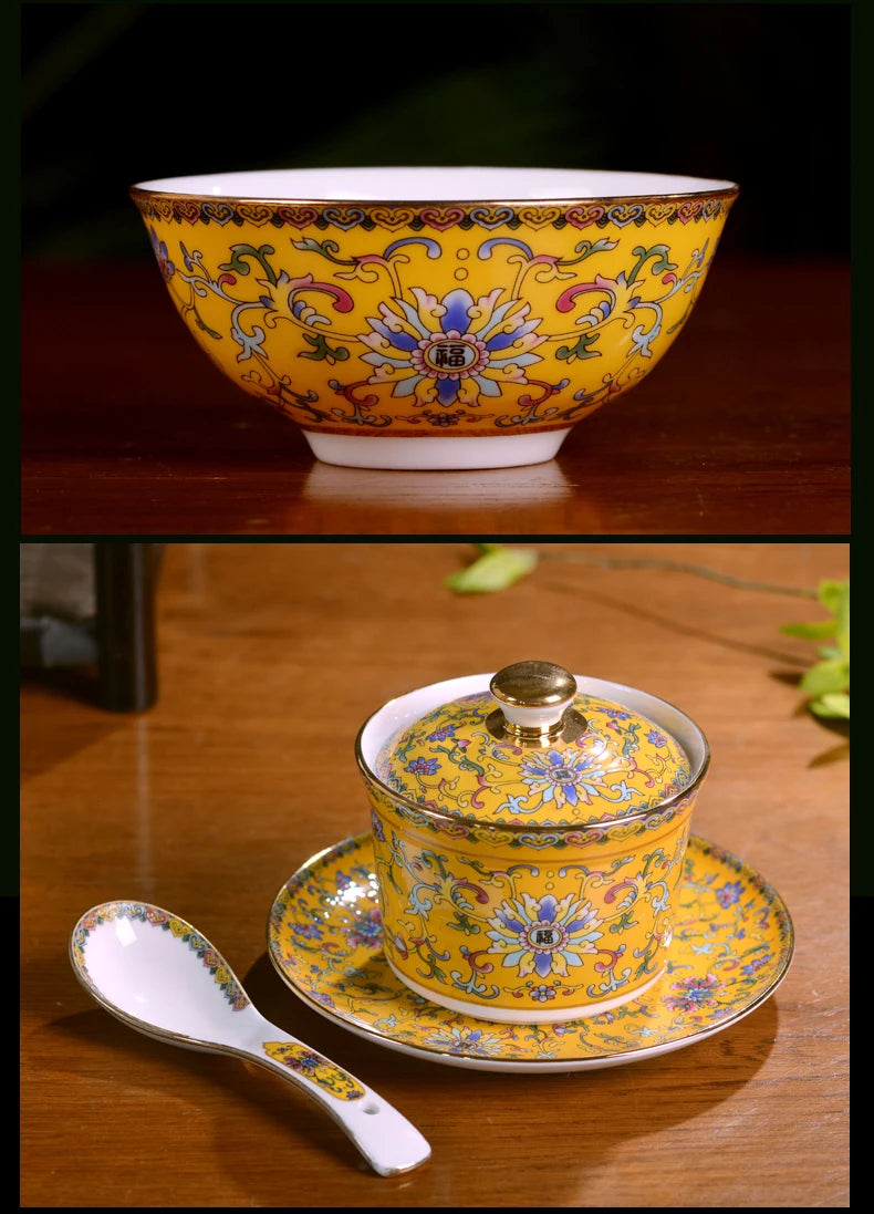 Jingdezhen Ceramic Bowl Dish Tableware Combination Palace Chinese