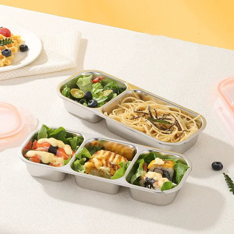 304 Stainless Steel Bento Box Lid Compartments Divides