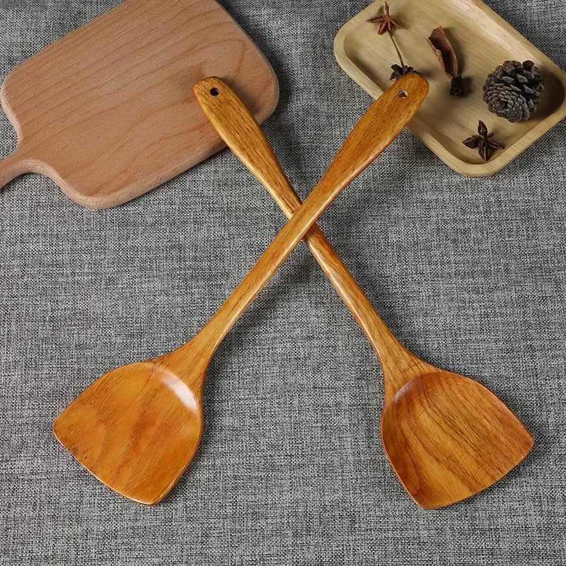 Bamboo Wood Shovel Chinese Spatula 39cm Non Stick