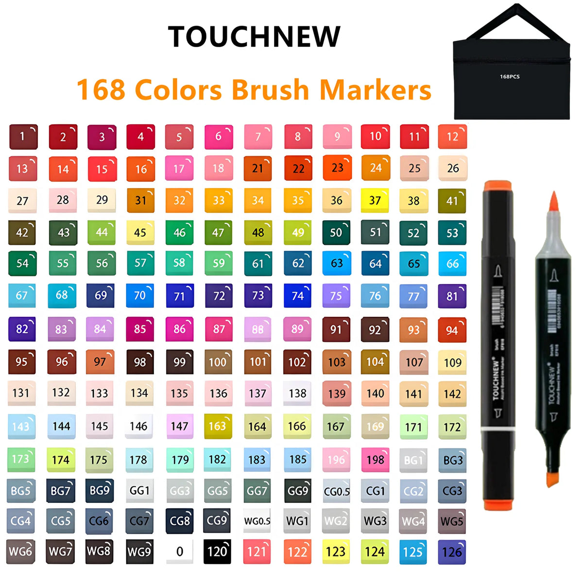 Touchnew Alcohol Markers Soft Brush Tip Brush Markers