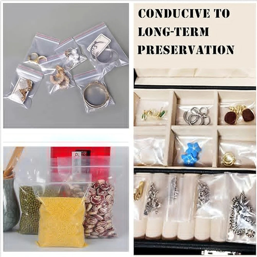 100-1000pcs Small Zip Lock Plastic Bags Transparent Plastic