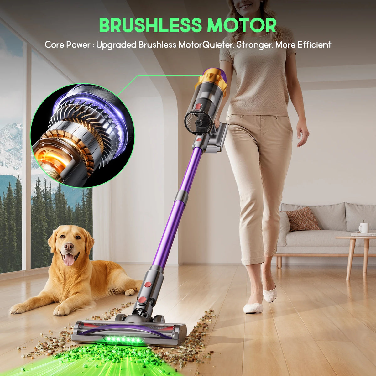 Daccormax Cordless Stick Vacuum Cleaner 65000pa 8-Layer Hepa