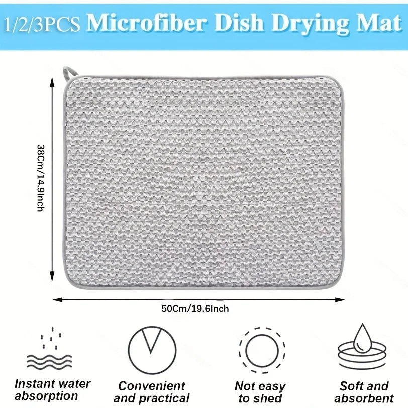 2pcs Drying Mats Use 50x38cm Super Absorbent Microfiber