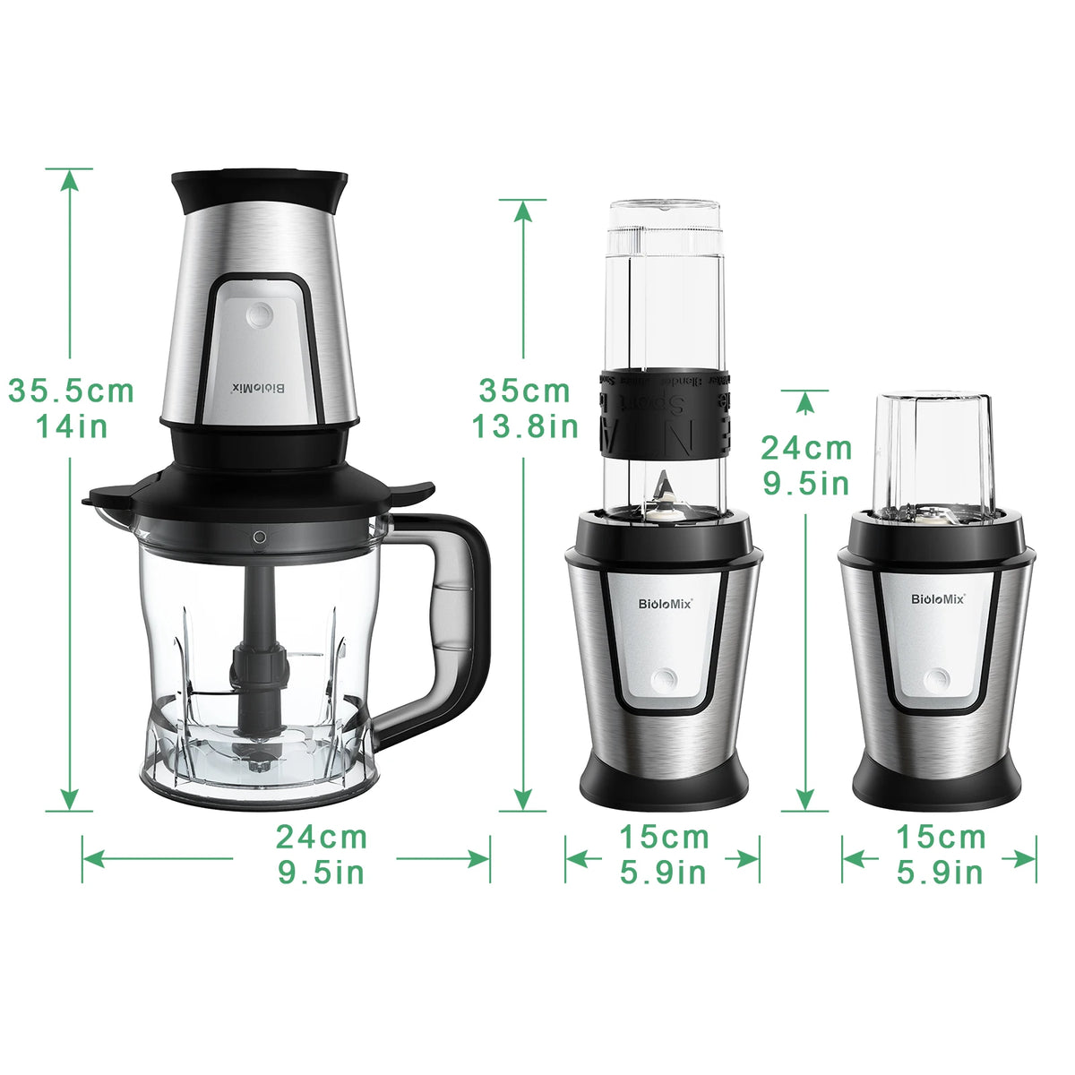 Biolomix 3-In-1 Food Processor 700w Juicer Blender Personal
