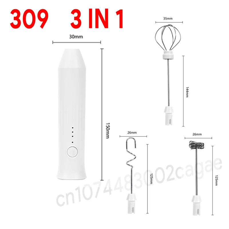 Electric Milk Frother Egg Beater Wireless Type-C Charging
