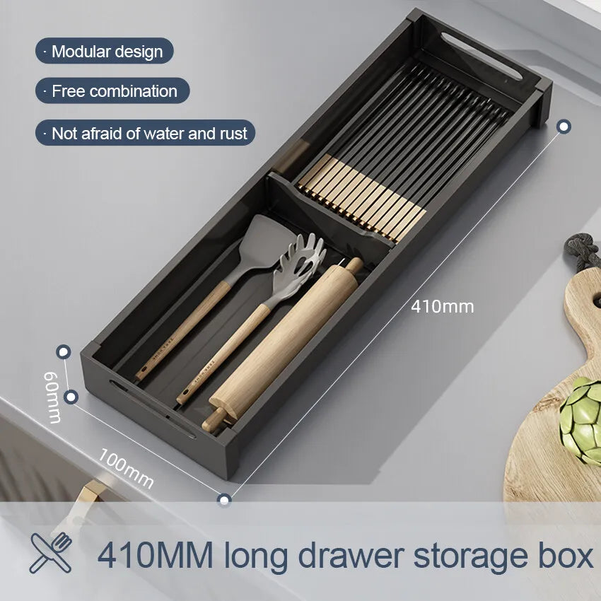Adjustable Dish Rack Under Cabinet Drawer Spoon Chopsticks