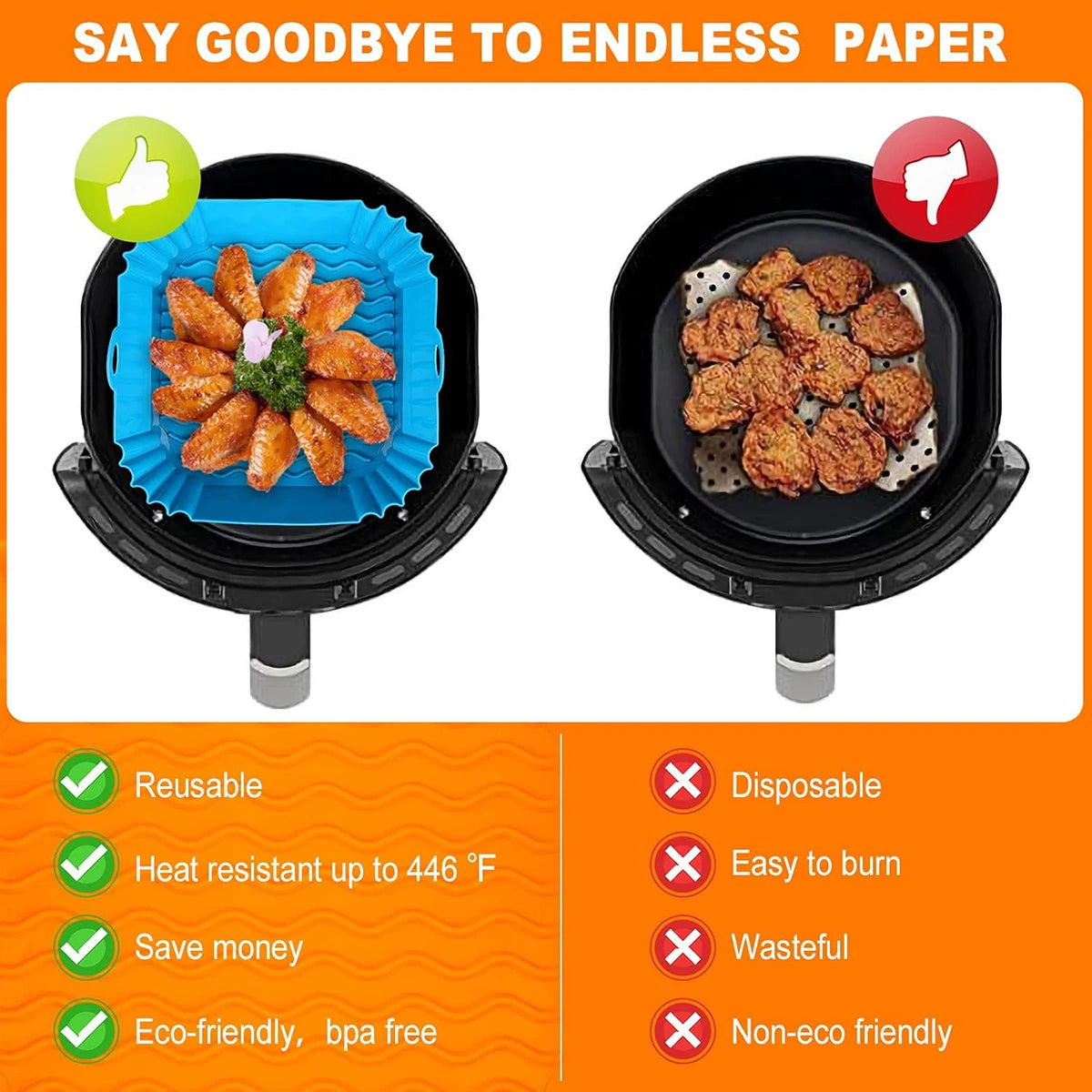 Air Fryer Silicone Liners Pot Airfryer Basket Cooking