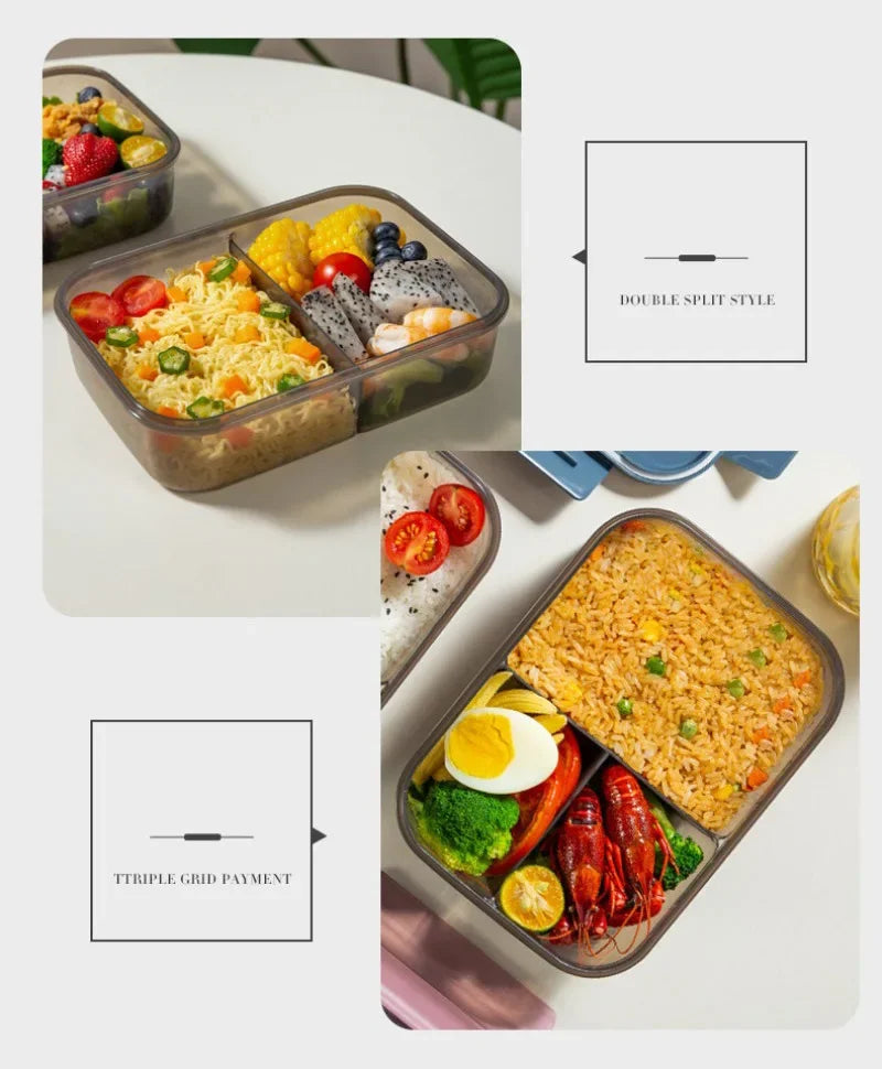 Lunch Box Tableware Office Workers Square Divided Microwave