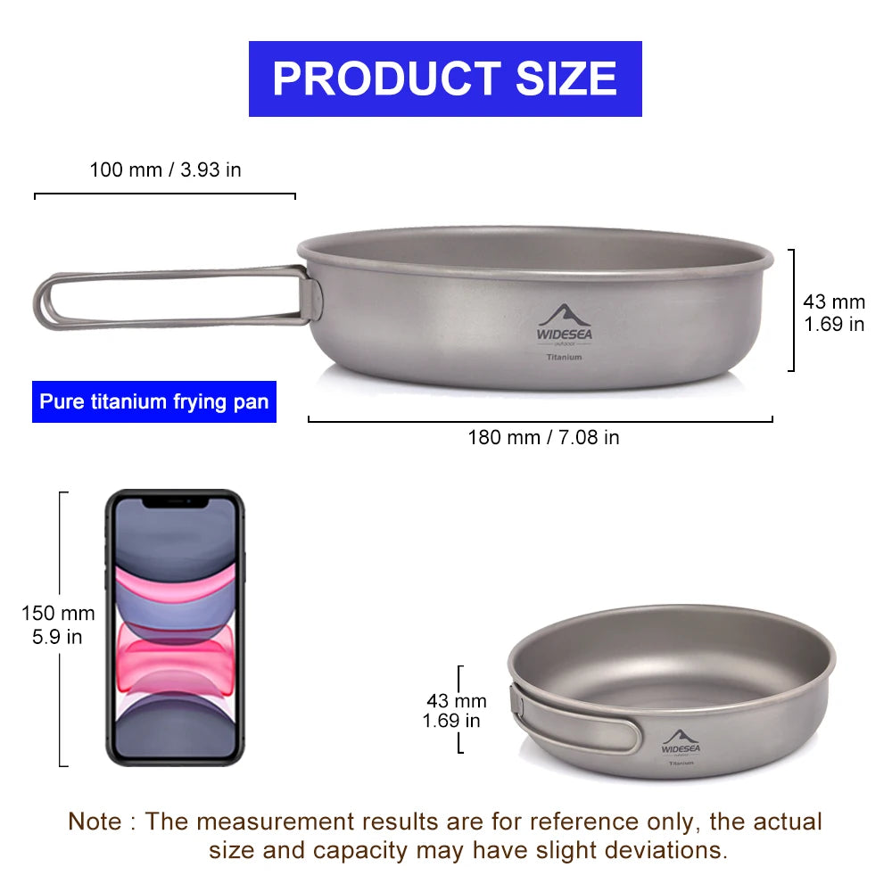 Widesea Camping Titanium Frying Pan Pot Bowl Ultra-Light