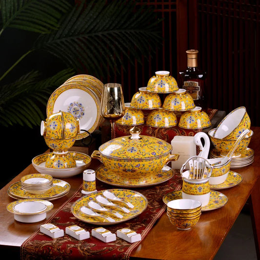 Jingdezhen Ceramic Bowl Dish Tableware Combination Palace Chinese