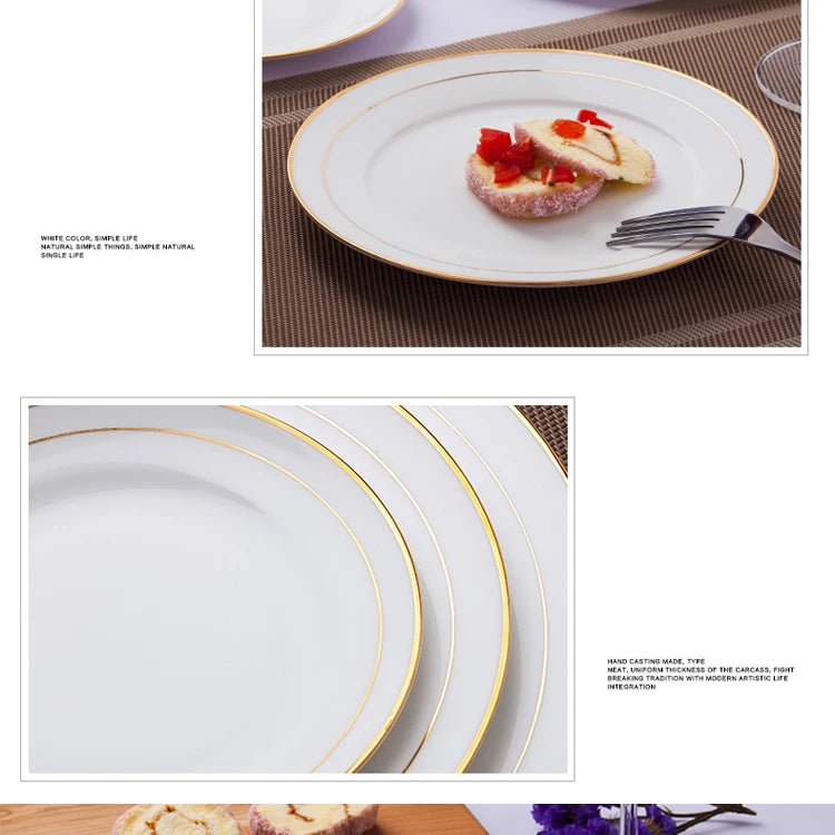 White Porcelain Dinner Plate Light Luxury Food Disk