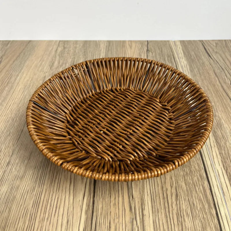 Handmade Oval Rattan Bread Basket Woven Food Fruit