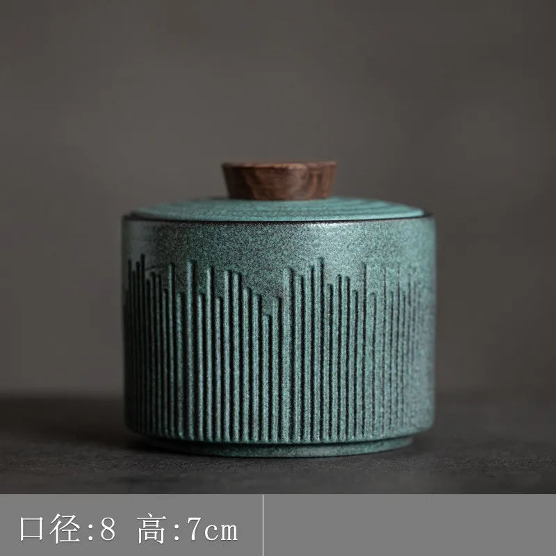 Small Tea Caddy Ceramic Jar Coffee Can Tea