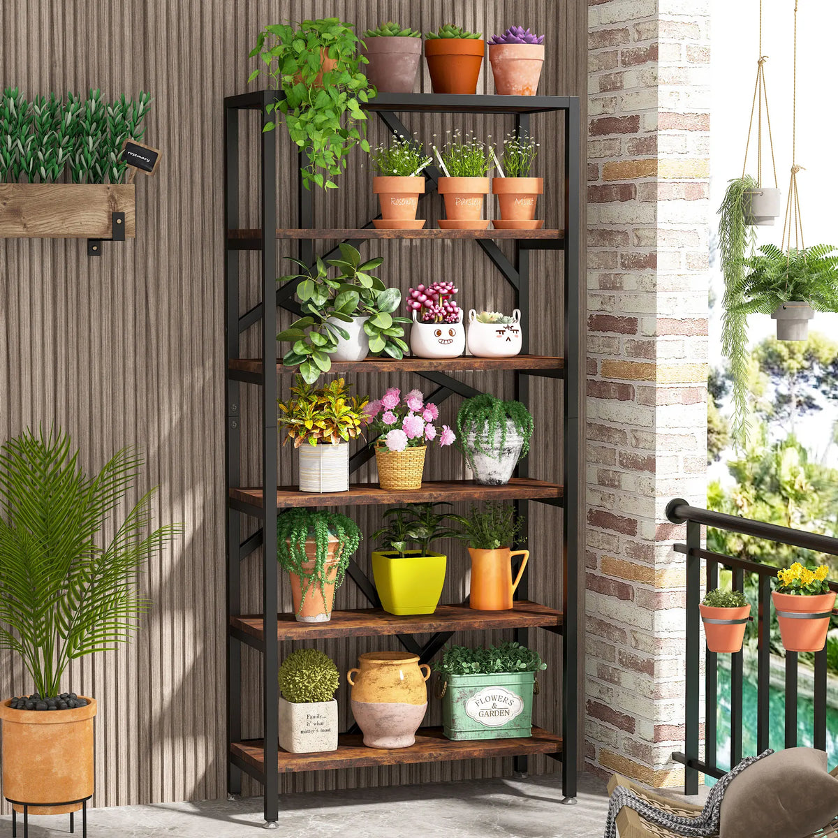Tribesigns Bookshelf Storage Rack Standing Shelf Tier Industrial