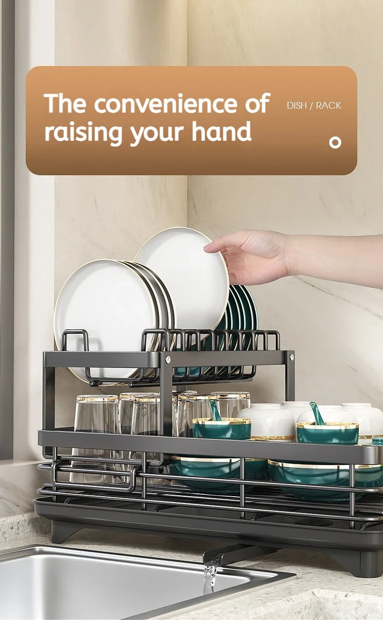 Adjustable Over-Sink Dish Rack Stainless Steel Drain Board