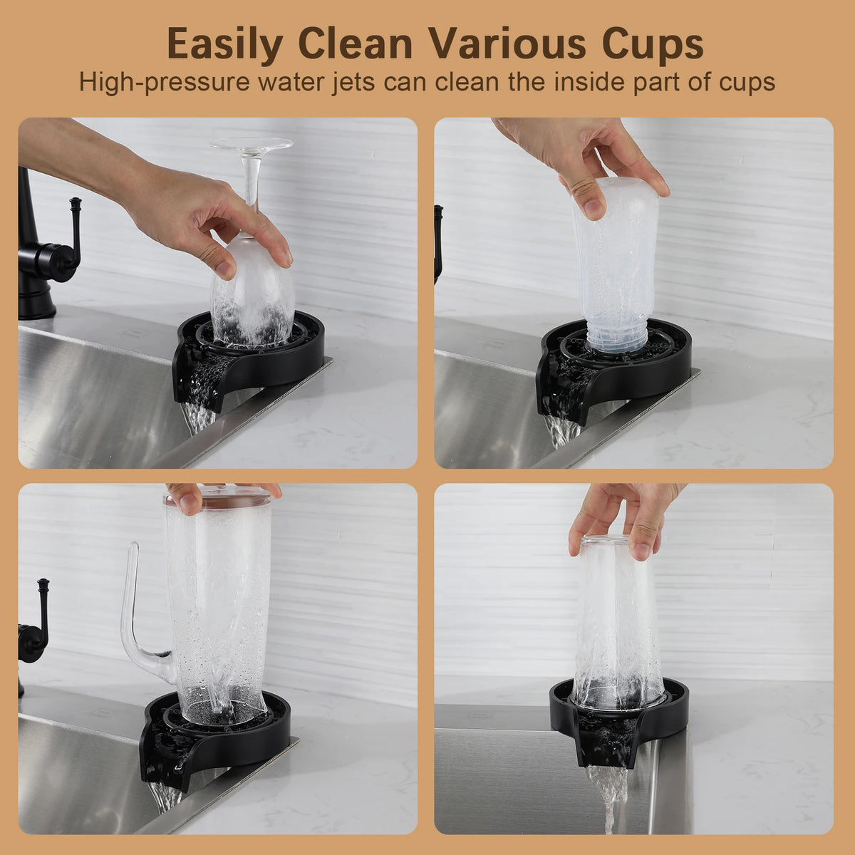Glass Rinser Sink Bottle Cups Washer Sink Attachment