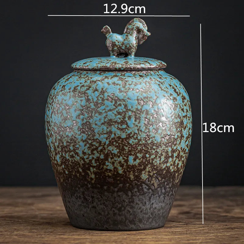 Blue Ceramic Tea Cans Candy Nuts Coffee Beans