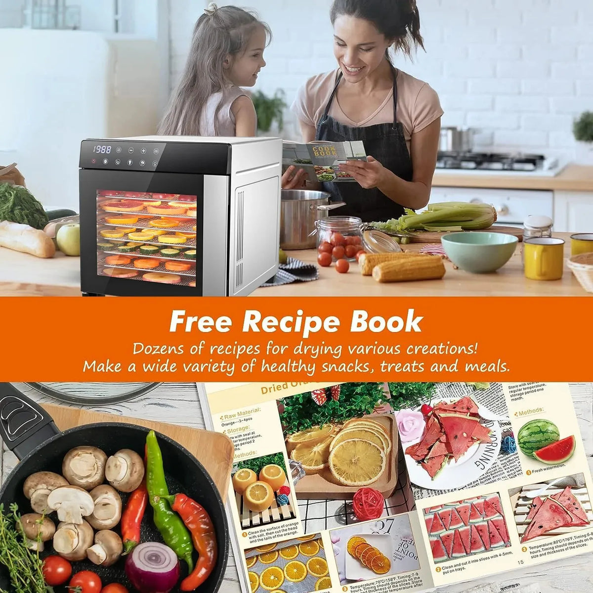 8-Tray Stainless Steel 600w Presets & Digital Timer