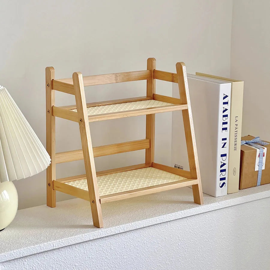 Countertop Organizer Layer Coffee Cup Holder Multipurpose Bamboo
