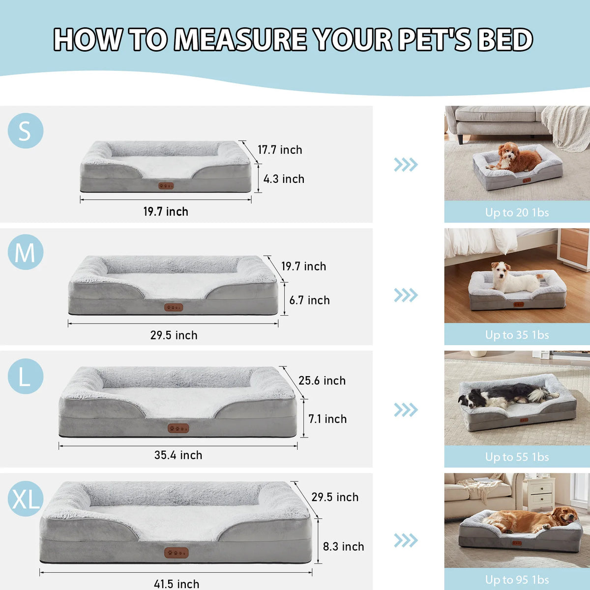 Orthopedic Memory Sponge Dog Bed Universal C-Type Armrest