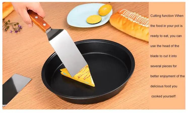 1pc Stainless Steel Wooden Handle Frying Shovel Cooking