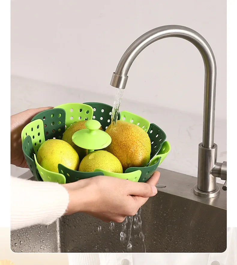 1pc Folding Food Steamer Vegetable Fruit Food Basket