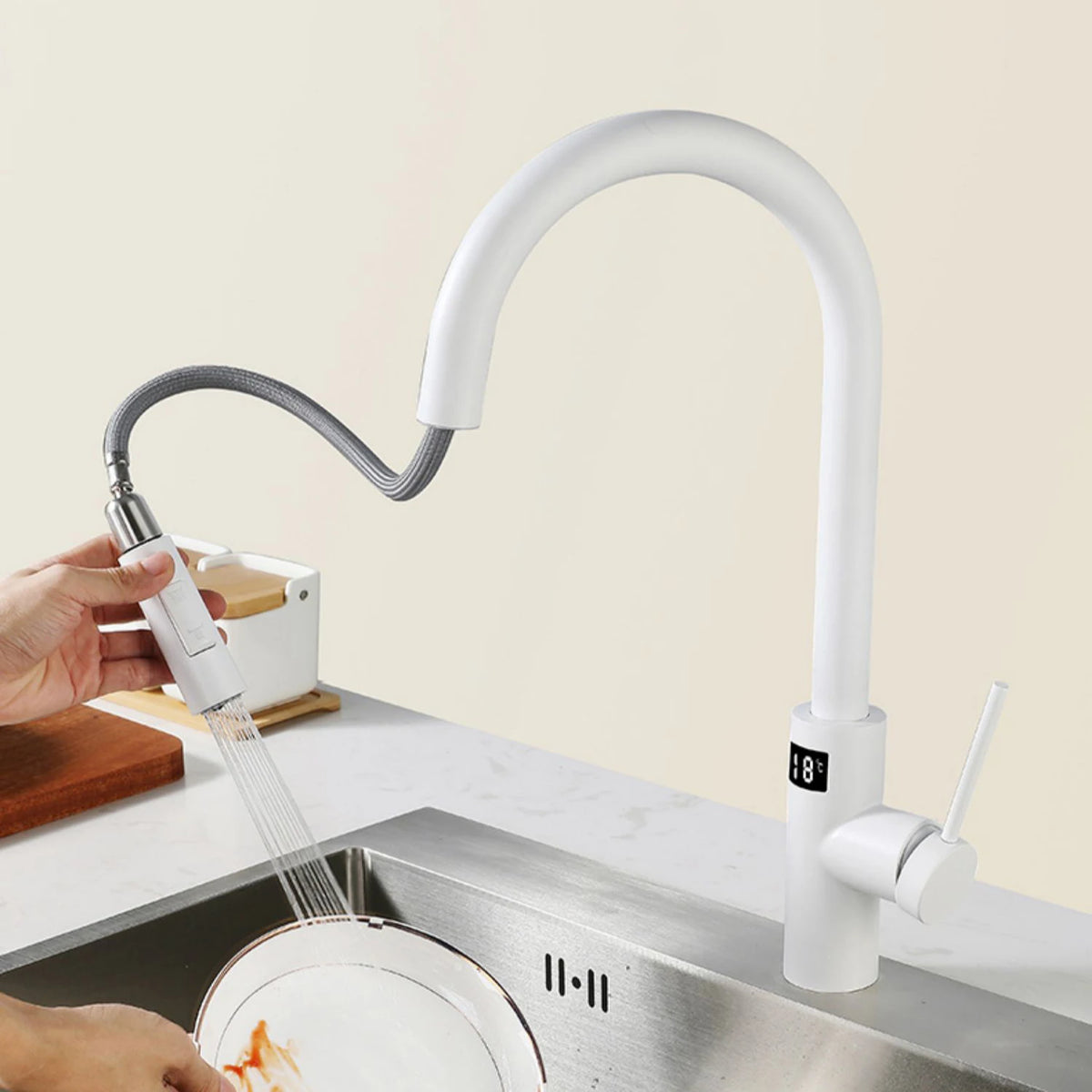 Smart Digital Touch On Faucets Pull Down Cold