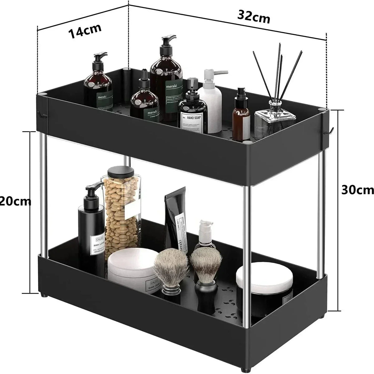 2-Tier Under Sink Organizers Storage Sliding L-Shape Under
