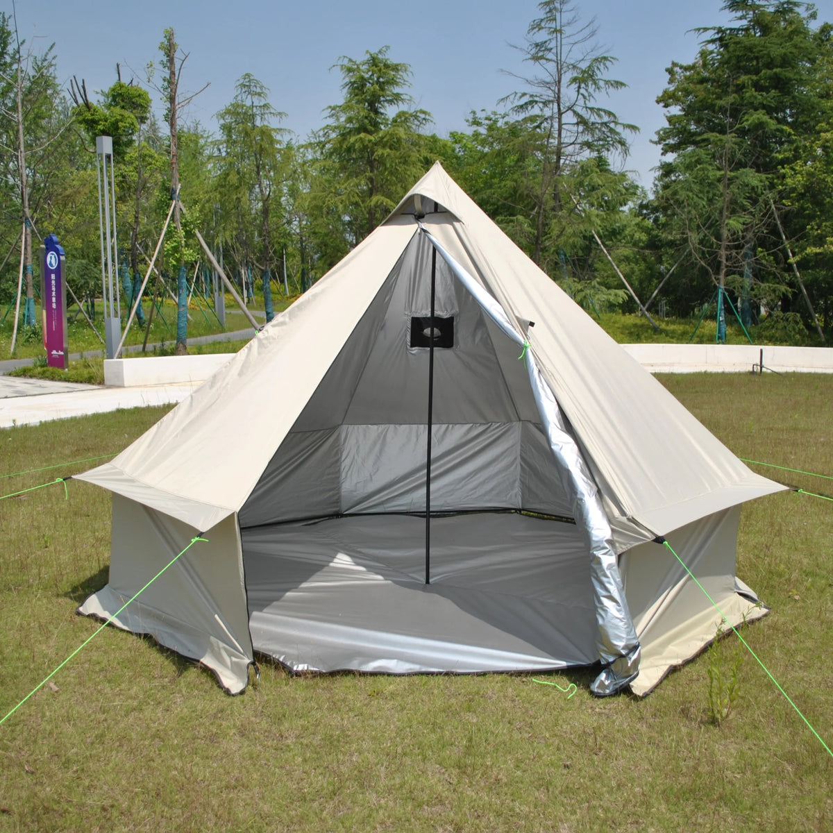 Person Large Pyramid Tent Four Seasons Camping Chimney