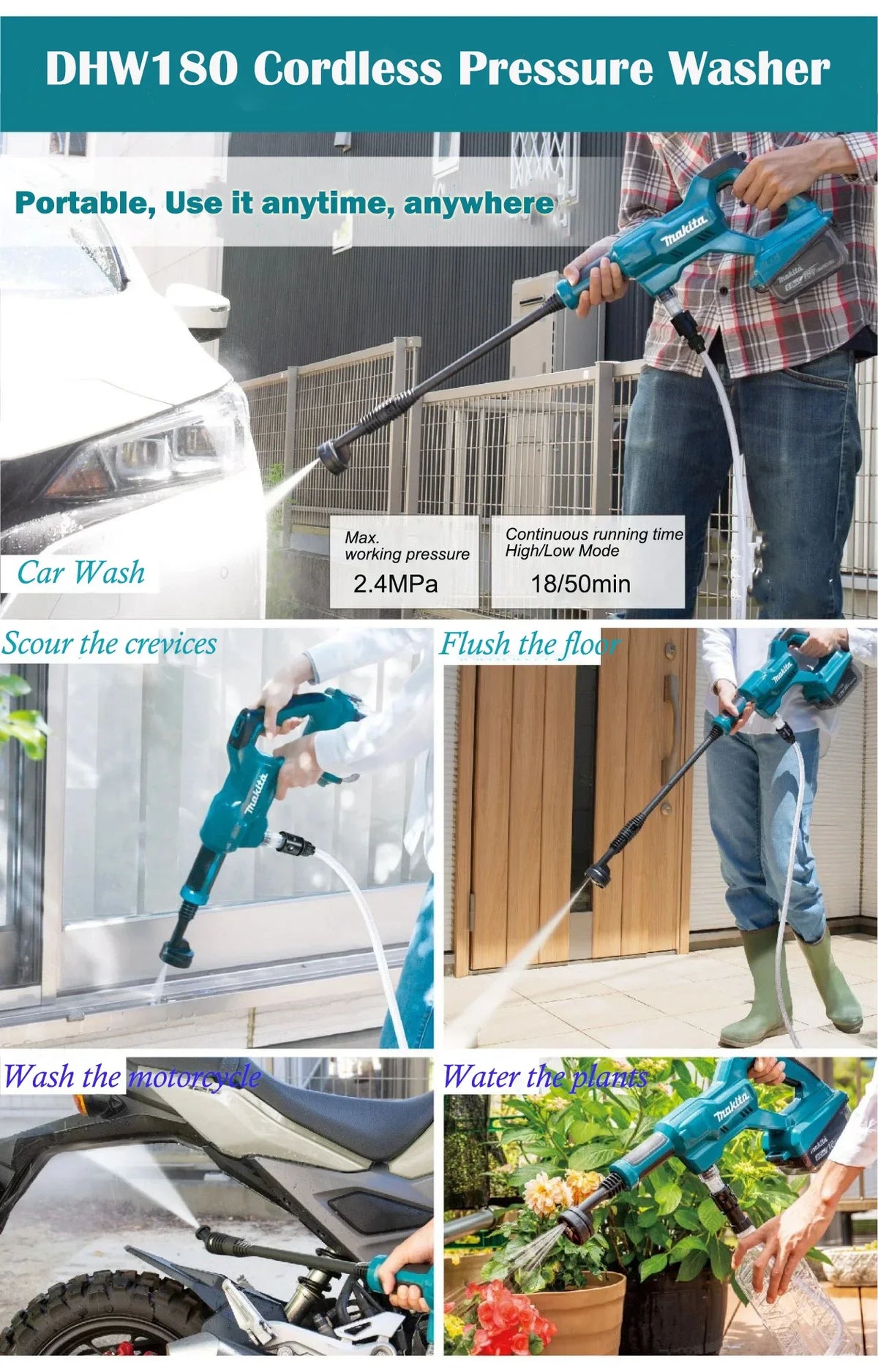 Makita Cleaning Machine Lithium Battery 18v Car Wash