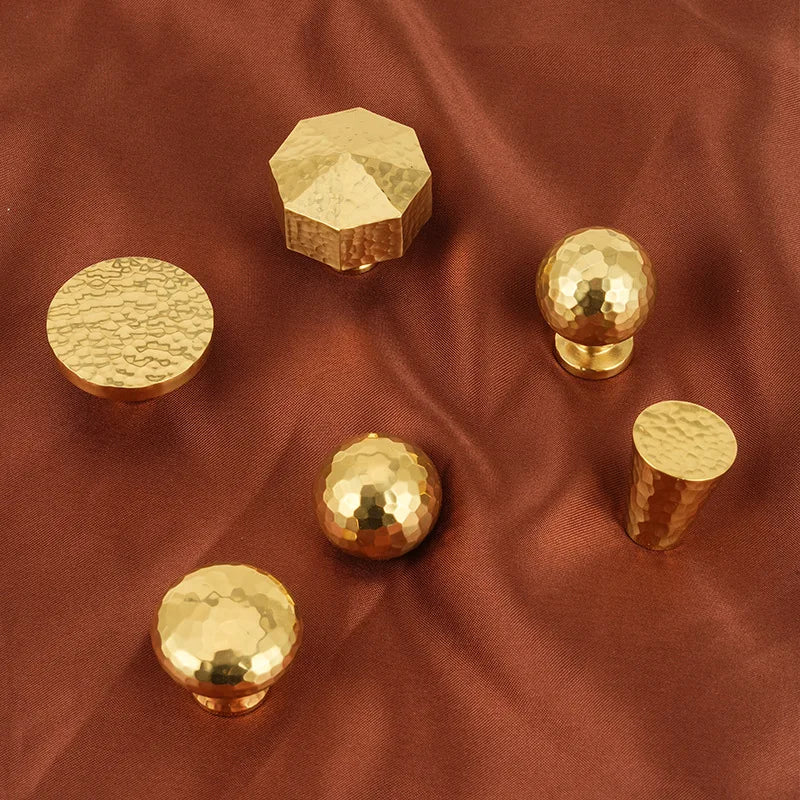 Solid Brass Wardrobe Handles Hammered Texture Handles Gold