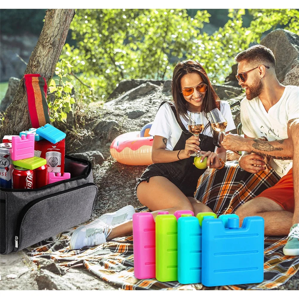 1/8pc Reusable Gel Ice Blocks Cooler Bag Stackable