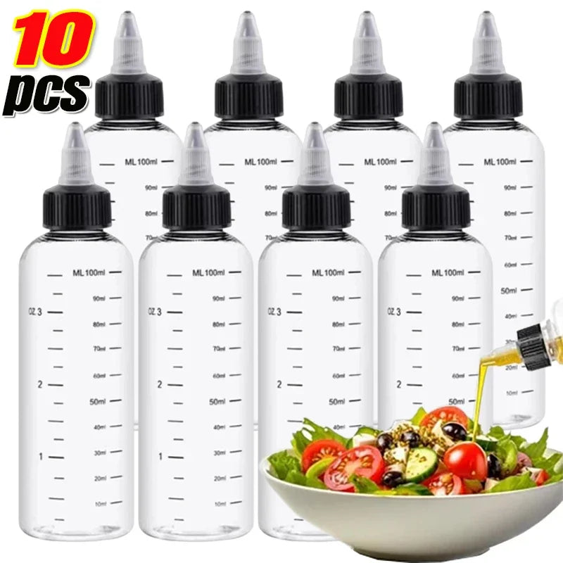 10/1pcs Plastic Squeeze Bottle Reusable Sauce Oil Dispenser