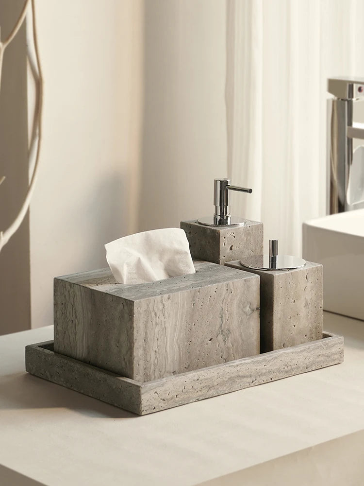 Travertino Grigio Bathroom Antique Natural Marble Soap Dispenser
