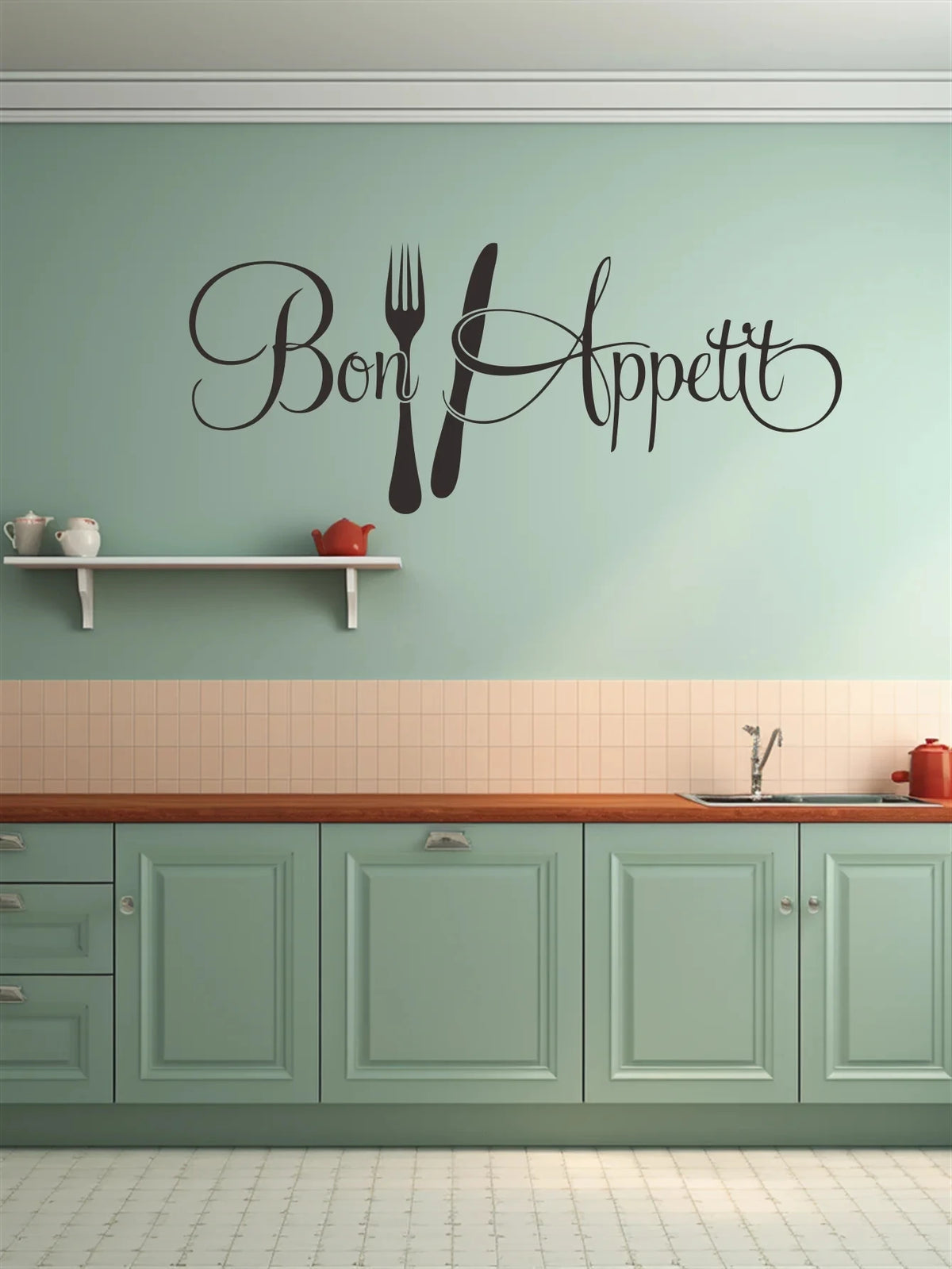 Pc Bon App Tit Fork Knife Wall Sticker