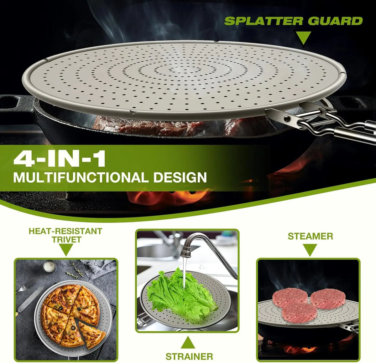 Silicone Splatter Screen Frying Pan Grease Oil Splatter