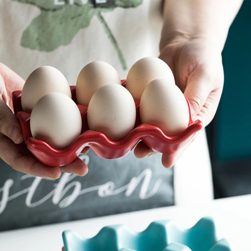 Grid Ceramic Egg Storage Rack Non Slip Shockproof