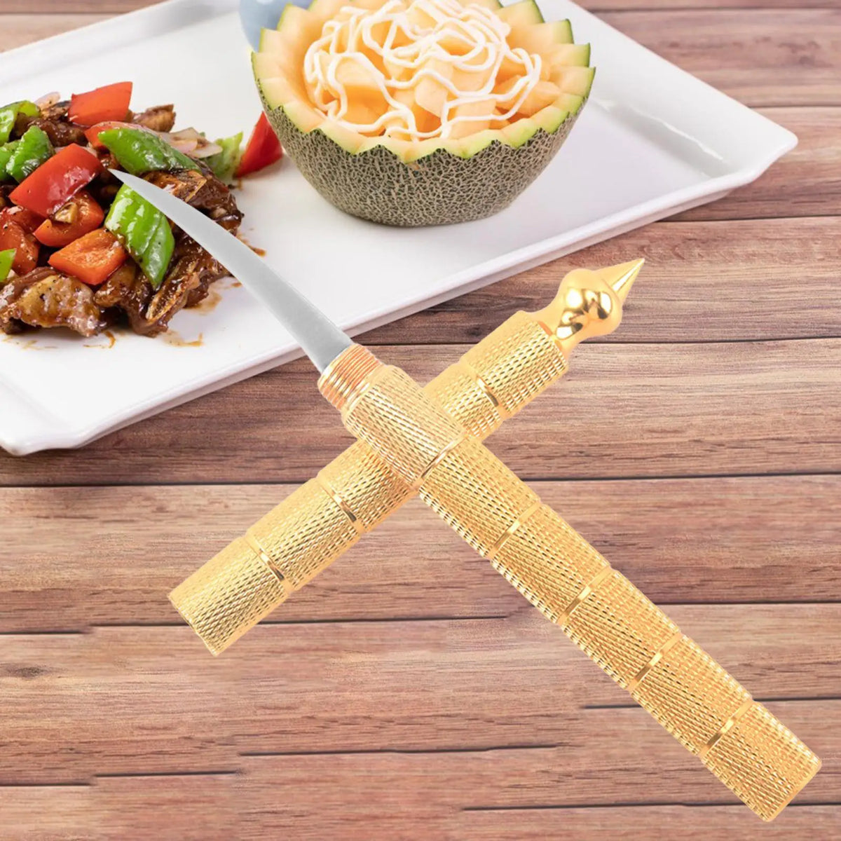 Food Carving Knife Scimitar Steel Craft Sharp Chef