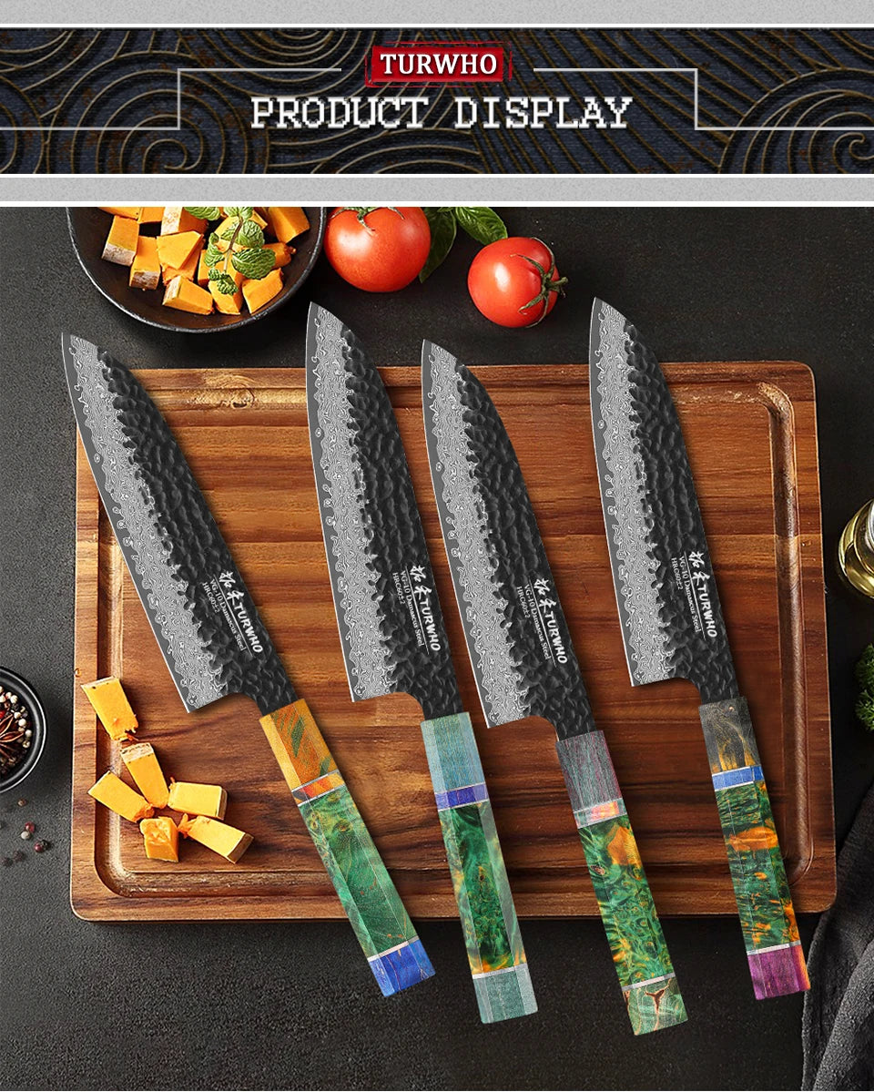Turwho 7-Inch Santoku Knife Japanese Chef Knife Hand