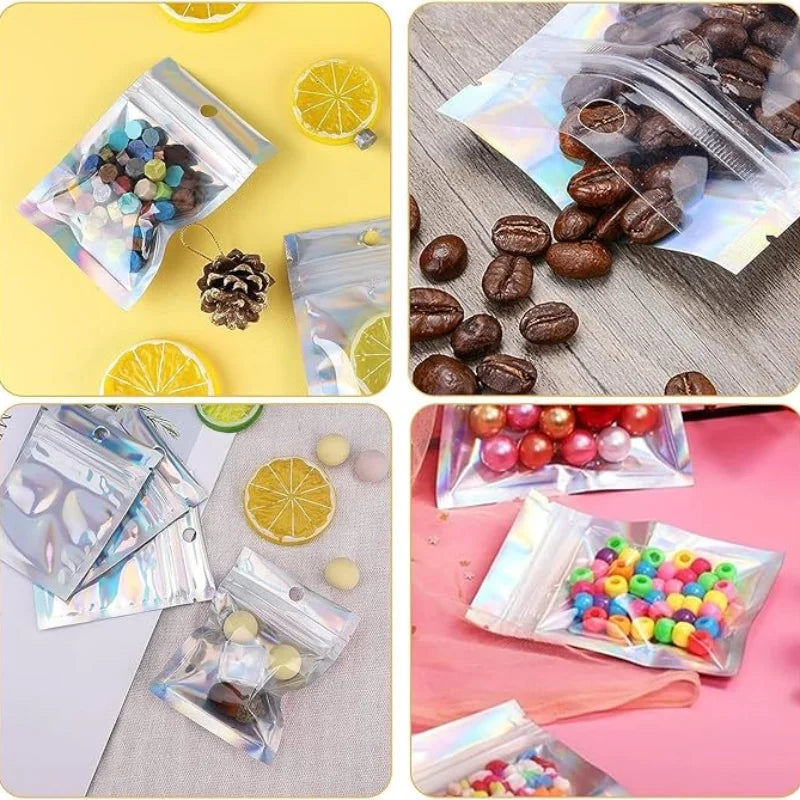 10-200pcs Laser Ziplock Bag Necklace Earrings Jewelry Gift