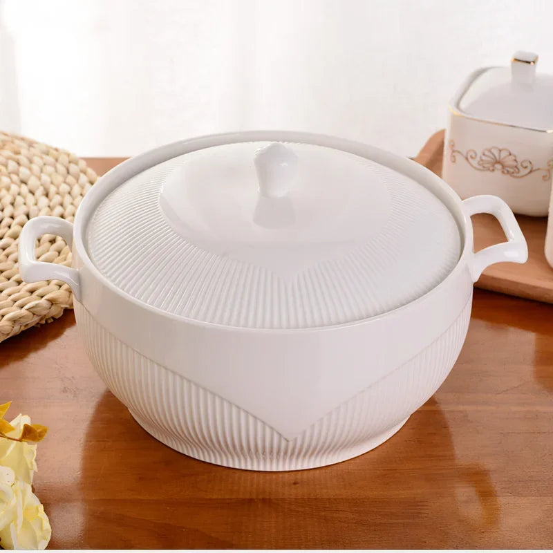 Ceramic Soup Pot Nordic Phnom Penh White Round