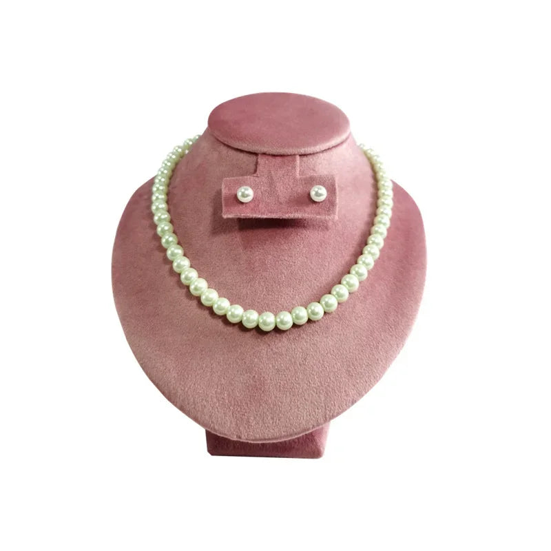 Pink Velvet Necklace Jewelry Portrait Neck Display Stand